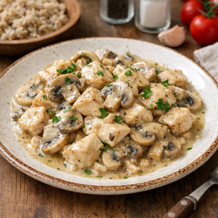 Куриное филе в сливочно- грибном соусе. Упаковка 250 гр.