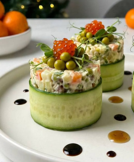 Салат "Оливье ROYAL" с семгой.( диаметр 15 см)