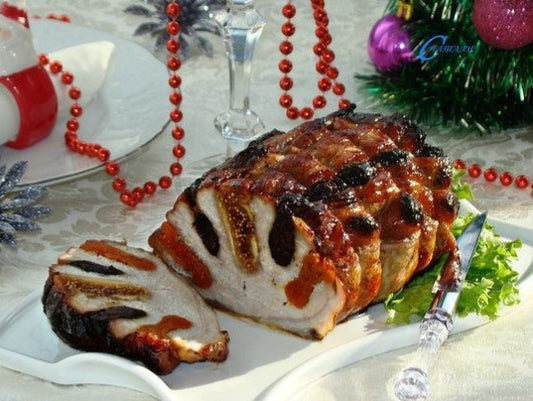 Baked pork with dried fruits and honey glaze 1 kg.