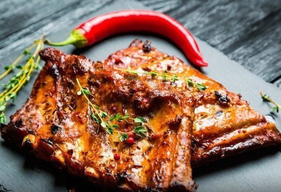 Pork ribs baked in the oven.