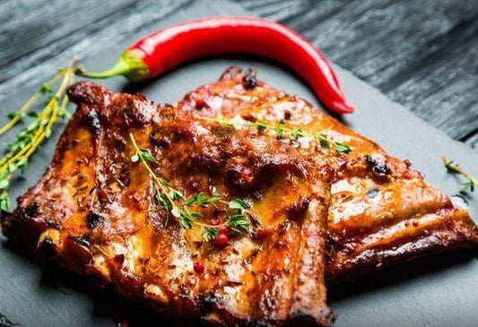 Pork ribs baked in the oven.